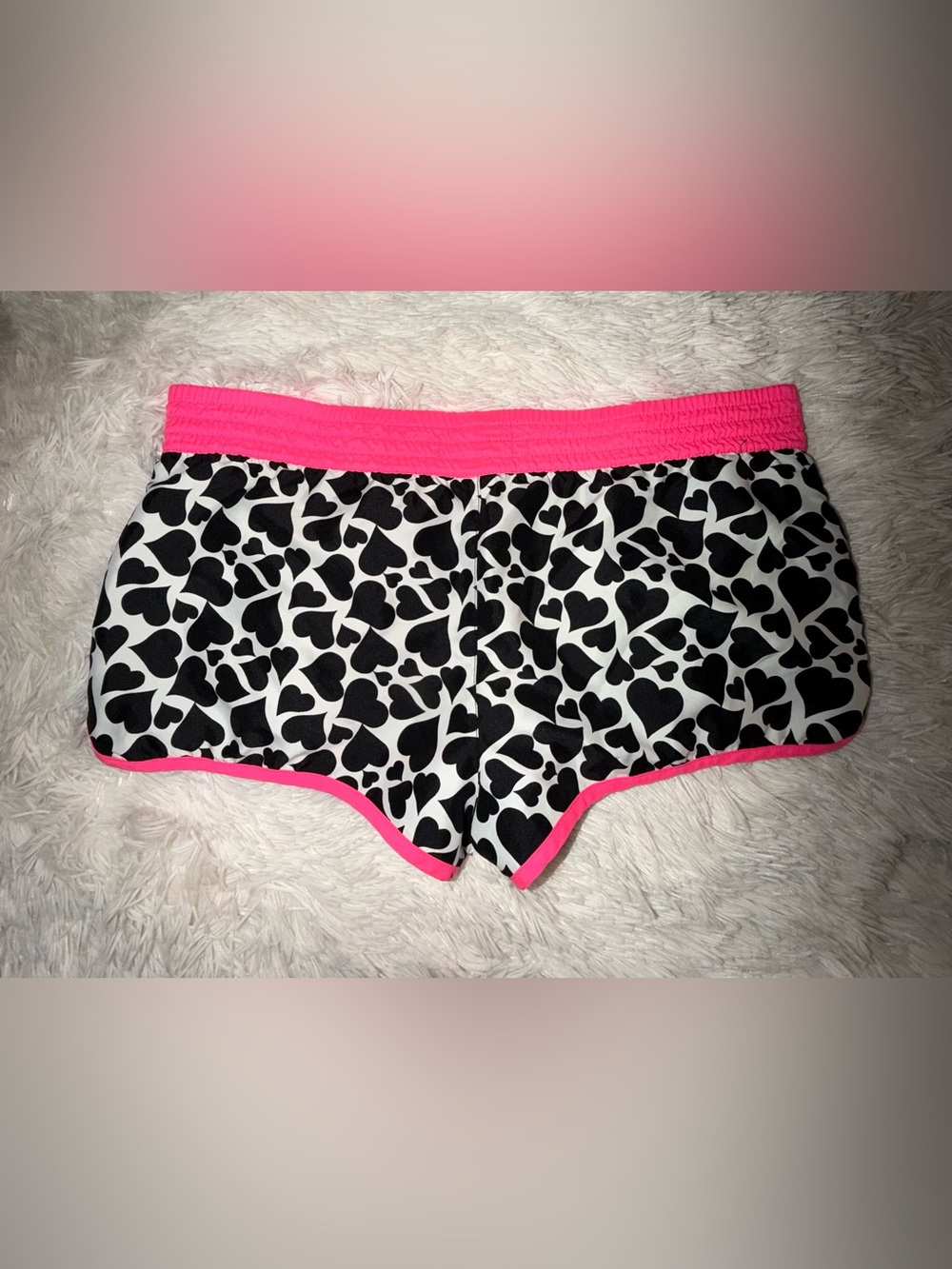OP Neon Pink Black Heart Shorts